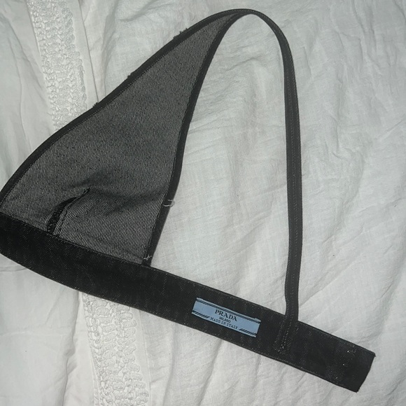 Prada Logo Denim Bralette Top in Black, xs to small fit - Picture 7 of 9